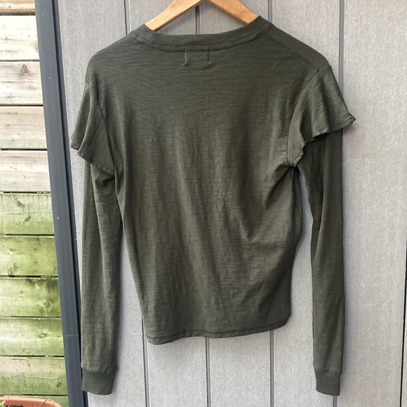NWOT NATION LTD green long sleeved ruffle tee size XS - Picture 4 of 4